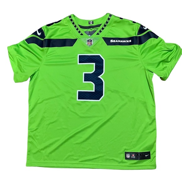 Nike Russell Wilson NFL Rush Vapor Limited Neon Green Seattle Seahawks Jersey - Picture 1 of 2